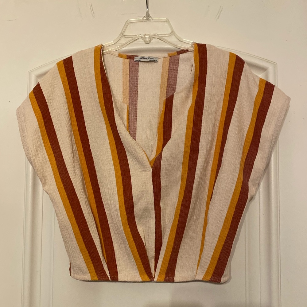 Zara Boxy striped crop top
